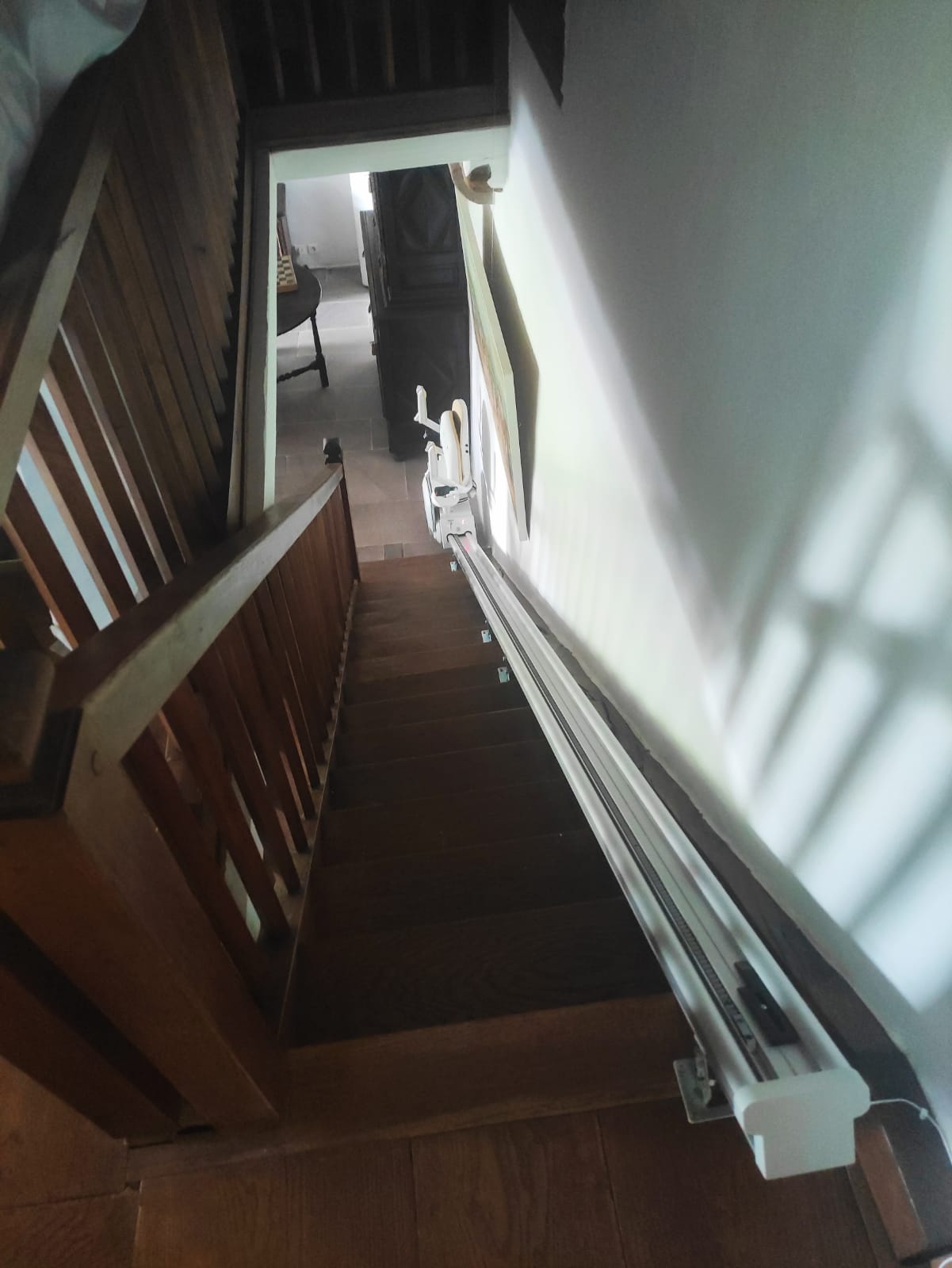 monte-escalier droit vue de l'étage